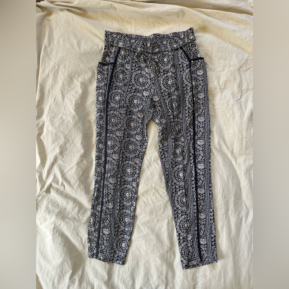 Anthropologie Black and White Tapered Track Pants with Pockets size S